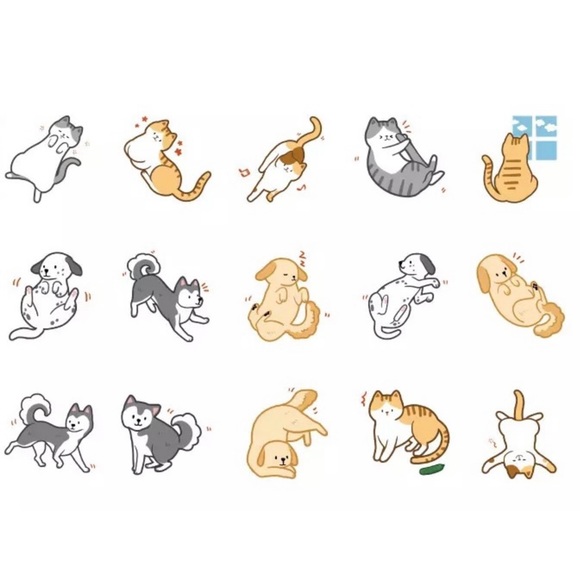 Daily Life Of Cartoonish Cats and Dogs, 45 Deco Stickers, Comes In a Box - Picture 7 of 9